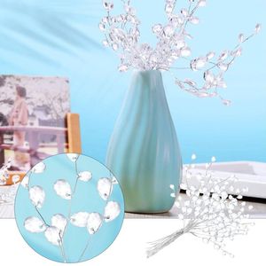 Fleurs décoratives Décorations de table de tête de mariage Branches de fleurs acryliques Perle artificielle Bouquets blancs en cristal Vases d'arbre Gouttes de Noël