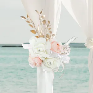 Decoratieve bloemen bruiloft houpen touw gordijn tiebacks stoel terug kunstmatige bloem voor bankceremonie decoratie