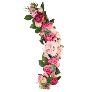 Fleurs décoratives pour porte de linteau de mariage, couronnes vertes pour arc avant, Simulation de roses, fausse plante en plastique