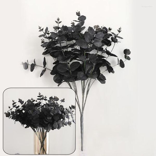 Fleurs décoratives fête de mariage plante artificielle fausse fleur affichage de simulation d'eucalyptus noir