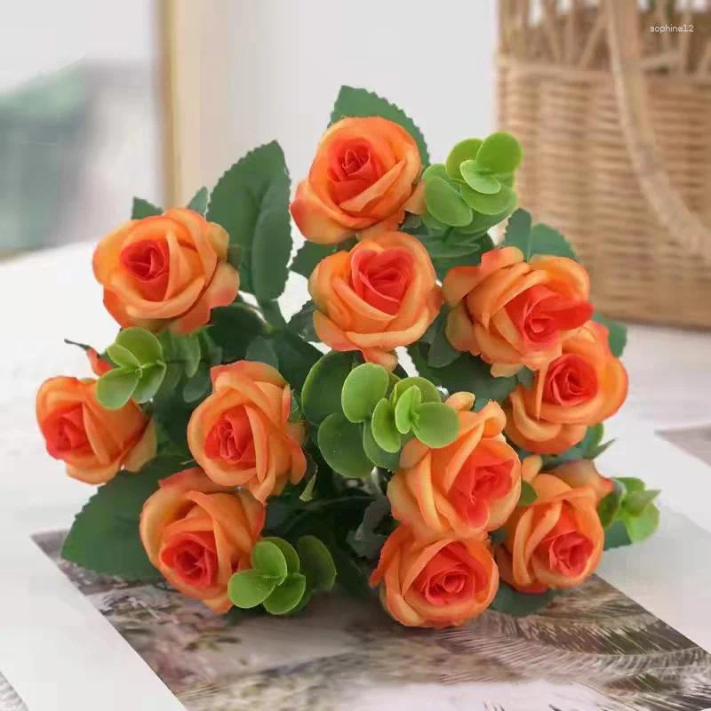 Fleurs décoratives de mariage fête pivoine bouquet de bouquet ornement artificiel ornement en soie rose eucalyptus feuilles décor de table