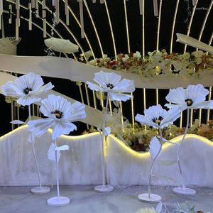 Decoratieve bloemen bruiloft rekwisieten Gesang papierbloem met PVC Pole Plank Road Lead Stand Party Stage Backdrop Layout Supplies Window Display