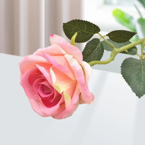 Fleurs décoratives de mariage Rose décor réaliste velours réutilisable avec tige de feuilles vertes 10 pièces fausse plante florale artificielle pour la maison