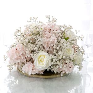 Fleurs décoratives Centres de table de mariage Décor Fleur Boule Rose Bébé Souffle Gypsophile Arrangement Floral Fenêtre Affichage Événement Fête