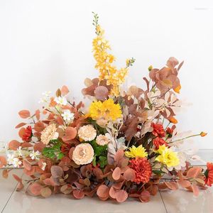 Decoratieve bloemen Weddingtafel Decoreer El Layout Party Stage achtergrond Road Tread Floor Floral Window Shop Store Decor Props