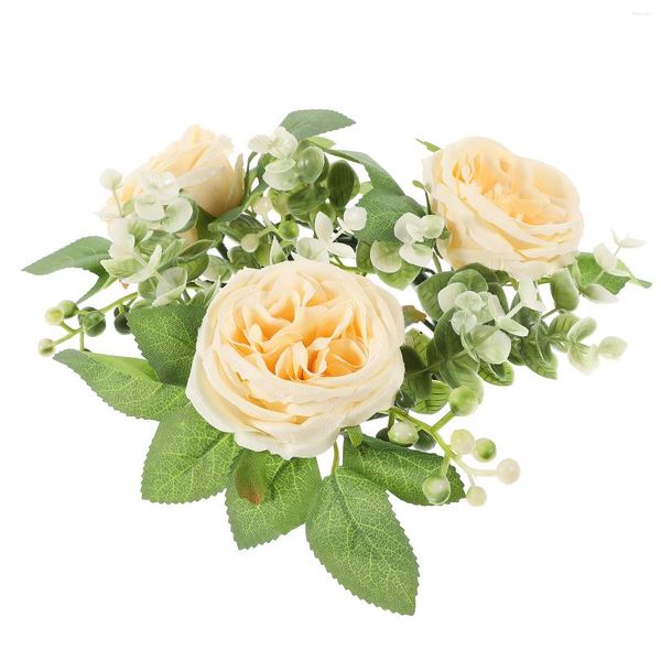 Fleurs décoratives Table de mariage décoration couronne piliers anneau d'hiver anneaux artificiels bougies fleur en soie fête couronnes de feuilles florales