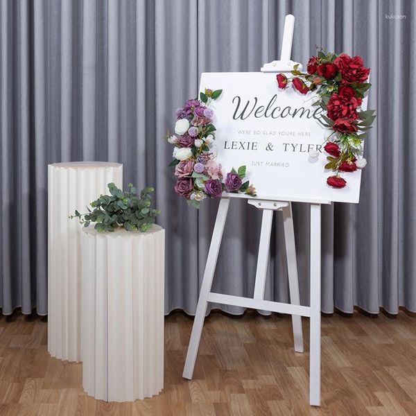 Fleurs décoratives carte de bienvenue de mariage cartes d'escorte signe de fleur Guide artistique mettre des accessoires en soie d'imitation