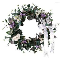 Decoratieve bloemen Wedding Krans Bloem Huisdeur Decoratie Mooie vlinder kunstmatige kransen Kerst Pasen Decor