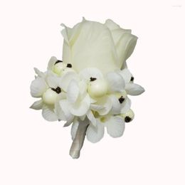 Fleurs décoratives WeddingBobDIY rouge et ivoire marié boutonnière artificielle fête de mariage homme costume décoration