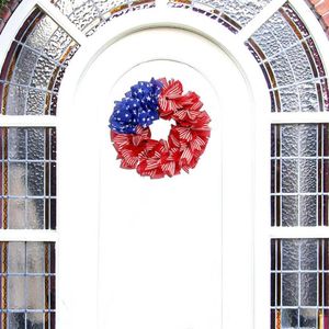 Decoratieve bloemen Welcome Door Garland Lichtgewicht Onafhankelijkheidsdag Patriottische krans Niet-vervagend Gemakkelijk op te hangen Festivalbenodigdheden