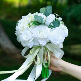 Fleurs décoratives de style occidental, bouquet de mariage de demoiselle d'honneur, rose artificielle, hortensia macrophylla, fleur en soie, accessoires de photographie pour la maison