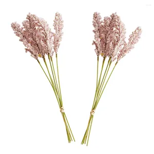 Decoratieve bloemen tarwe kunstmatige bloem nep gedroogd boeket stalkswedding decoratie graan faux boeketten decor lavendel drygrass stalk