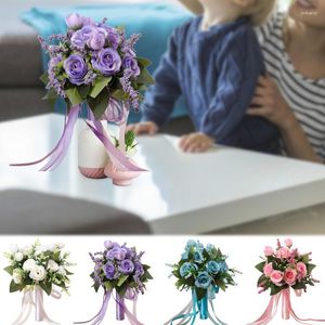 Decoratieve bloemen wit kunstboeket zijden rozenblaadjes voor woondecoratie nepbloem bruiloft tafel feest bruid instapboeketten