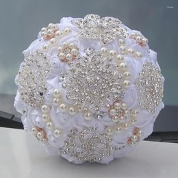 Decoratieve bloemen Wit kunstschuim bal bruiloft bruids boeketten duurzame zijden gooi boeket aangepast