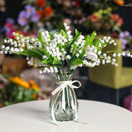 Fleurs décoratives Blanc Artificielle Muguet Fleur Cadeau Soie Faux Bouquet De Noce Maison Jardin Ofice Campanule Décor