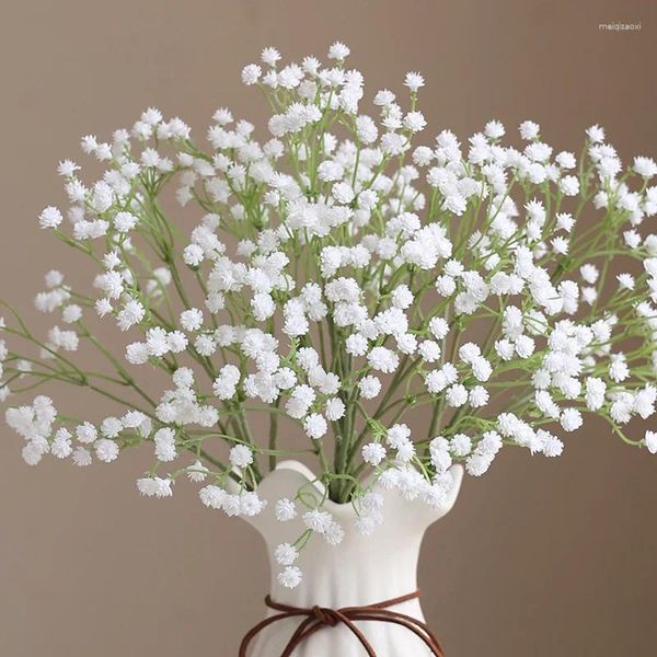 Fleurs décoratives blanches branche de souffle de bébé artificielle bricolage fausses plantes décoration de mariage à la maison Flores Artificiales couronne