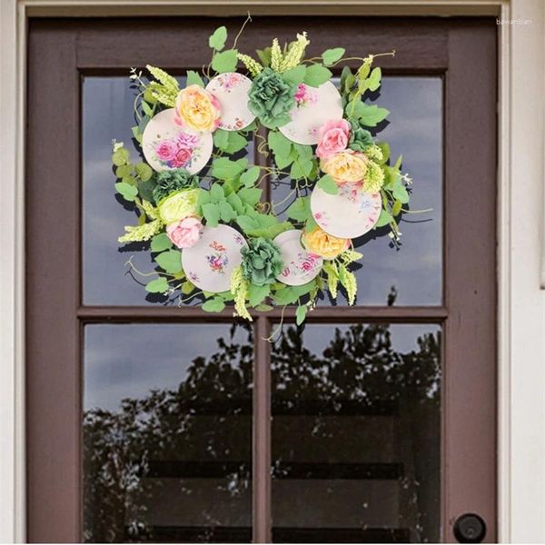 Guirlandes de fleurs décoratives en porcelaine blanche, branches fanées, couronne artificielle pour décoration de maison, ornement de mariage