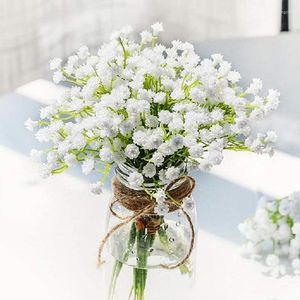 Decoratieve bloemen Witte Gypsophila Artificial Bouquets PU Baby's Breath for Wedding Party Home Decoratie Krans Diy Fake