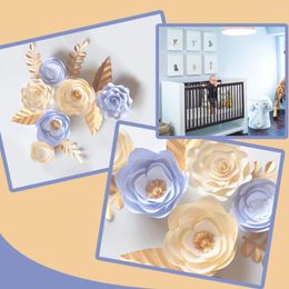 Decoratieve bloemen wit ivoor handgemaakt Flor DIY papier bladgoud Set voor kinderkamer muur deco meisjeskamer baby shower video-tutorials
