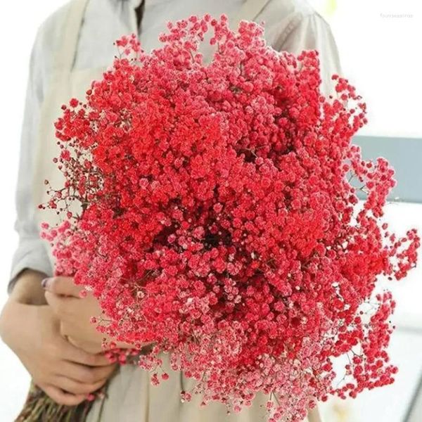 Fleurs décoratives blancs naturels séchés gypsophile bébé souffle bouquet de bouquet de maison décoration de table de mariage à la maison bricolage