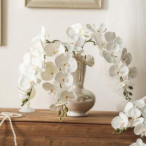 Decoratieve bloemen Wit orchidee Grote 100 cm Phalaenopsis Branch Real Touch Artificial Flower Office Table Decoratie Party Event Center -hoofdstuk