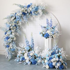 Fleurs décoratives Blanc Rose Bleu Delphinium Fleur Artificielle Rangée Suspendus Fête De Mariage Fond Arche Décor Route Plomb Floral Boule Accessoires