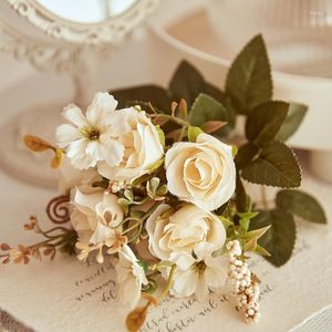 Decoratieve bloemen Witte zijde pioenroos kunstmatige roos herfst trouwhuis decoratie bruids houd boeket nepbloem kerstarrangement