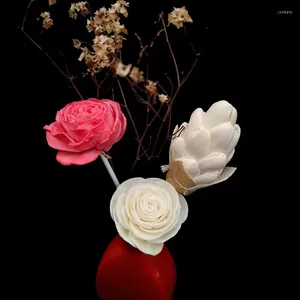 Fleurs décoratives Rose en copeaux de bois blancs Bouquet de mariage fait à la main Décoration bricolage avec Flores teintées à la main 10 cm de diamètre pour la décoration de magasin à domicile