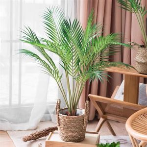 Flores decorativas Venta al por mayor 90 cm 7 tenedor Palmera artificial Plátano de plástico Plantas falsas para interiores y exteriores El Hogar Casa de bodas Aecoratio