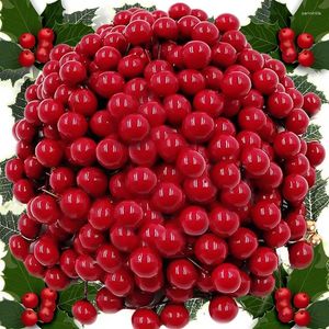 Decoratieve bloemen Groothandel kunstmatige kerstbessen Rood Gold Holly Leaf Vine Krans Mini Fake Berry Diy Xmas Tree Ornamenten