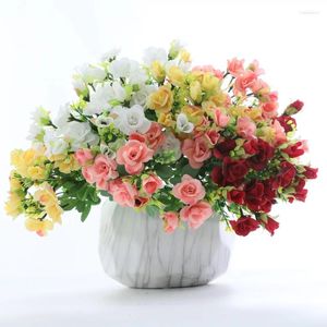 Fleurs décoratives en gros mariage décoration de la maison scène Rose Bouquet soie artificielle