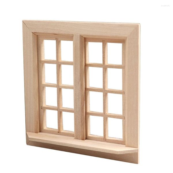 Flores Decorativas Ventana Ventanas En Miniatura Muebles Casa Mini Marco Accesorios Madera Puerta Contraventanas Modelo Gnomo 12 Micro Paisaje