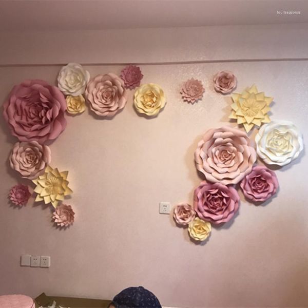 Fleurs décoratives fenêtre réglage mur ensemble combinaison à la main papier fleur ornement décoration fournitures grand faux