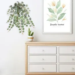 Fleurs décoratives plantes de rebord de fenêtre pour la maison faible entretien artificiel suspendu chaîne de coeur Faux Eucalyptus mur simulé