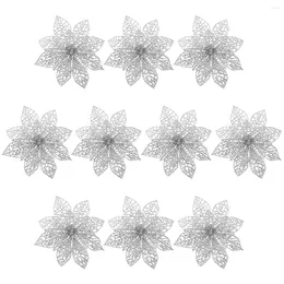 Fleurs décoratives Winomo 10pcs Plastic artificiel de Noël simulé pour arbre (argent)
