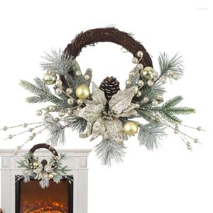 Fleurs décoratives Couronne de Noël d'hiver Silver Pine Garland Decoration Décoration Ferme Hangle Rustique Décor pour murs