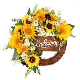 Fleurs Décoratives Hiver Extérieur Pour Porte D'entrée Décoration De Tournesol Fleur De Soleil Signe En Bois Pendentif Abeille Porte Suspendue Saint Valentin