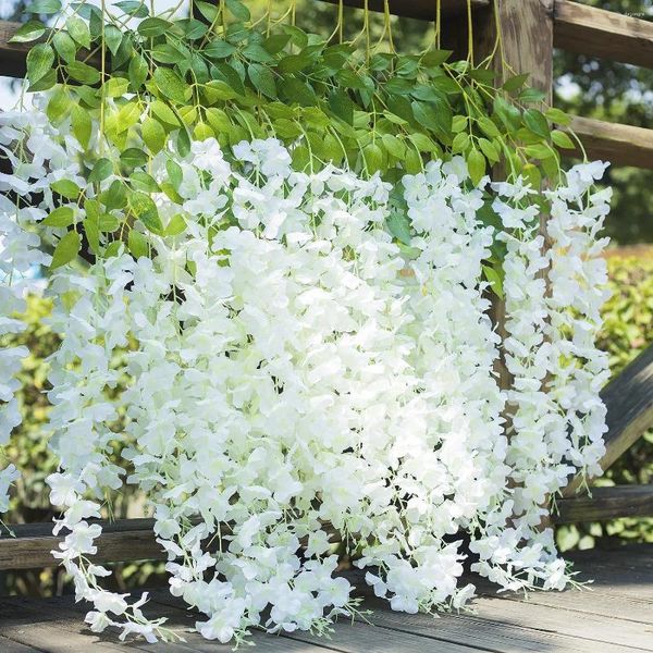 Fleurs décoratives Wisteria artificielle 1pc pour la maison jardin décoration de mariage guirlande suspendue vigne rotin fausse fleur chaîne soie