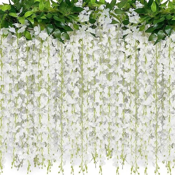 Fleurs décoratives Wisteria suspendus 6 pieds artificiel vigne vigne garland pour le mariage de la fête de mariage.