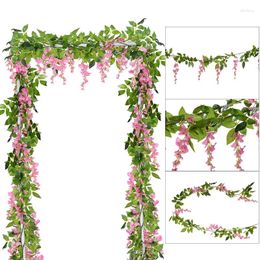 Fleurs décoratives Wisteria Simulation fleur artificielle rotin enroulement plafond suspendu intérieur décoration de mariage cordes plantes de vigne