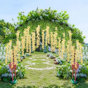 Fleurs décoratives Wisteria vigne avec branches réalistes vignes artificielles guirlande décoration pour la maison mariage jardin 12 pièces faux coloré
