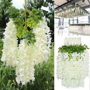 Decoratieve bloemen Wisteria Vijnen kunstmatige string 110 cm hangende slinger zijden nep planten home decor decoratie bruiloft