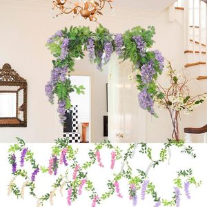 Decoratieve Bloemen Wisterias Vine Hangings Flower Garland Wall Vines Met 1.8m Fake Silk Kunstmatige Voor Bruiloft