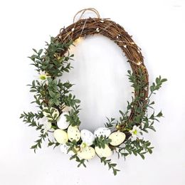 Flores decorativas con cuerda ligera Corona de huevo de Pascua