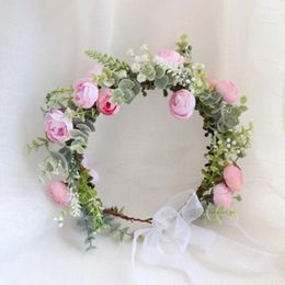 Fleurs décoratives Femmes Garland Headress Mini Flower Crown Headpice Elegant Lace-Up for Floral Girls Festivals