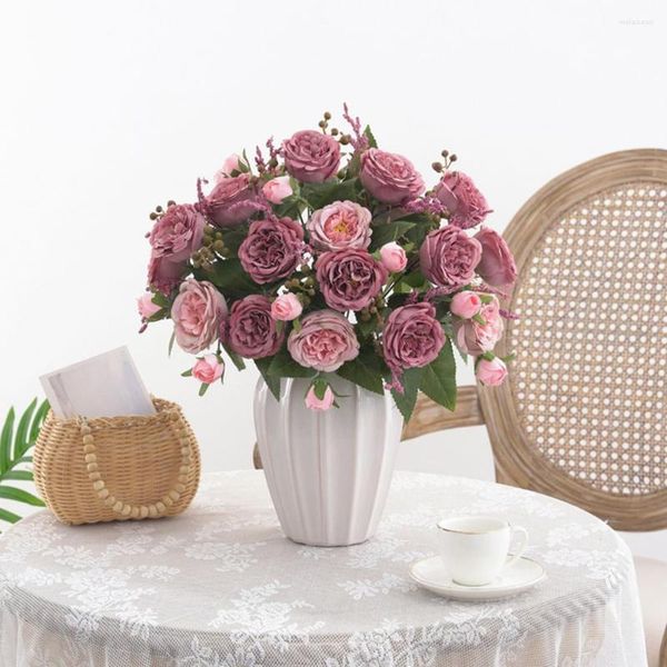 Fleurs décoratives merveilleuse fausse fleur vraie touche pivoine artificielle pas besoin d'arroser fausse décoration de mariage en soie