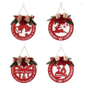 Decoratieve bloemen houten kerstkleding holle decor voordeur vrolijk Xmas