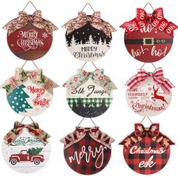 Decoratieve bloemen houten retro kerstkrans krans deur plaque cirkelvormige hangende hanger noel vrolijk ornamenten boog muur decor