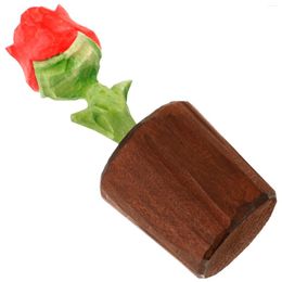 Fleurs décoratives en bois Rose fleur anniversaire de mariage sculpté à la main ornement en bois cadeau de saint valentin