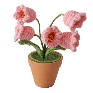 Pot de plantes en Pot tissé à fleurs décoratives, Mini Pots tricotés à la main, durable, facile à décorer pour la maison, le bureau, bricolage